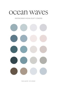 the cover of ocean waves instagramm highlight covers by ellen studio, with different colors