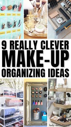 9 Really Clever Makeup Organizing Ideas Makeup Organizing Ideas, Dresser Top Organization Ideas, Countertop Makeup Organization, Small Makeup Vanities, Makeup Vanity Storage, Junk Drawers, Diy Makeup Vanity