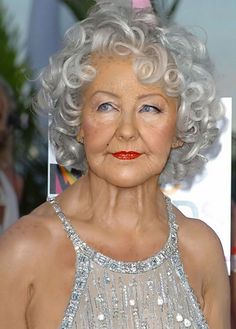 Curly Permed Hair, Short Curly Hair Styles, Old Celebrities, Curly Pixie Hairstyles, Age Progression, Grey Hair Transformation