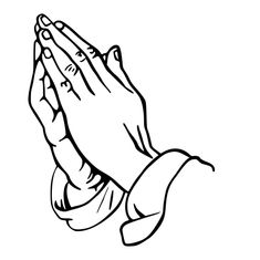 a black and white drawing of hands praying