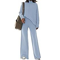 Sweatsuit Outfits, Outfit Sets For Women, Style Wide Leg Pants, Street Shopping, Knit Sweater Outfit, High Neck Sweatshirt, Tracksuit Outfit, Pants With Elastic Waist, Pullover Outfit