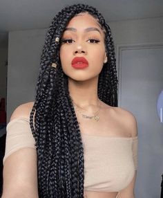 Big Box Braids, Short Box Braids, Jumbo Box Braids, Long Box Braids, Braids Hairstyles Pictures, Crochet Braids Hairstyles, Box Braids Styling, Braids With Beads, Girls Hairstyles Braids