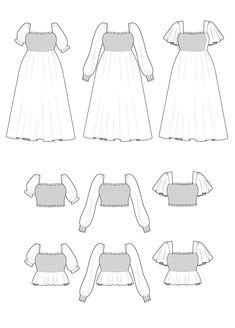 the front and back views of a dress pattern