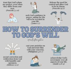 a poster with the words how to sureender to god's will on it