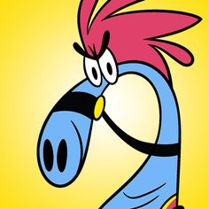 an image of a cartoon bird with pink hair