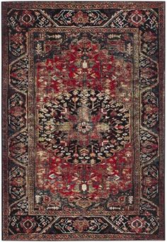 Safavieh Vintage Hamadan Vth215a Red - Multi Area Rug #166793 Safavieh Rug, Persian Motifs, Furnishings Design, Medallion Rug, Transitional Area Rugs, Classic Rugs, Black Area Rugs, Persian Area Rugs, Power Loom