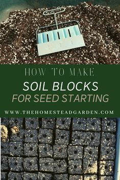 how to make soil blocks for seed starting in the garden with text overlay that reads, how to make soil blocks for seed starting