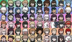 an image of many different anime characters in the same group, all with different hair colors