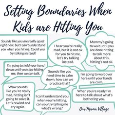 an info sheet describing how to set boundaries when kids are hitting you