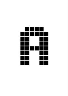 the letter f is made up of squares and rectangles in black on a white background