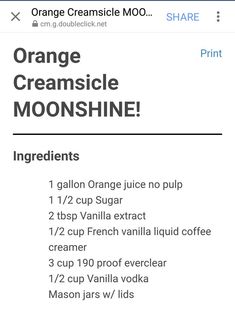 orange creamsice moo recipe on an iphone