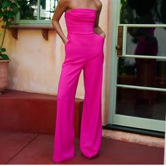 Chelsea28 Strapless Pink Jumpsuit, Size M Tags: Spring, Easter, Mother's Day, Barbie, Barbicore, Taylor Swift Nwt Pink Jumpsuits Outfit, Jumpsuit Express, Hot Pink Jumpsuits, Hot Pink Romper, Pleated Jumpsuit, Formal Jumpsuit, Strapless Romper, Jumpsuit Outfit, Pink Jumpsuit