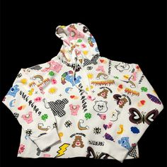 Care Bear Hoodie Spring Cartoon Print Hoodie Sweatshirt, Spring Cartoon Print Hoodie Top, Trendy Hooded Cotton Tops, Trendy Cotton Hooded Top, Spring Cartoon Print Sweatshirt For Streetwear, Trendy Winter Hoodie With Cartoon Print, Trendy Hooded Tops With Graphic Print, Trendy Hooded Top With Graphic Print, Trendy Tops With Drawstring Hood