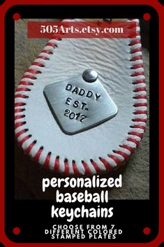 a personalized baseball keychain with the name daddy est 2013 on it