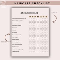 a checklist for hairdressers with arrows pointing to the top and bottom