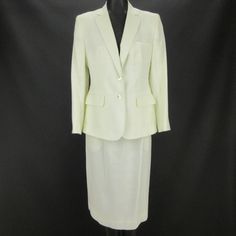 Evan Picone Womes Suit 12 Jacket 14 Skirt Ivory Linen Like Pockets Lined Career #EvanPicone #SkirtSuit Womens Suit, Blazer Suit, Suits For Women, Patent Leather, Women's Blazer