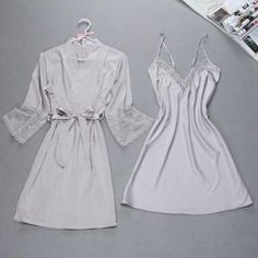 sexy robe & gown faux silk sleepwear sets – lastrafashion Spring Satin Night Sets, Fitted Satin Night Sets, Fitted Satin Robe For Loungewear, Fitted Solid Sleepwear For Wedding Night, Mini Night Dress, Dress Two Pieces, China Products, Black Kimono, Silk Sleepwear