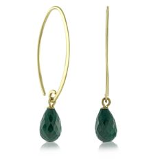 Wire drop earrings with briolette cut emeralds, approximately 1 inch in length, in 14K yellow gold. Handmade Fine Jewelry, Emerald Earrings, Green Gemstones, Jewelry Cleaner, Cleaning Jewelry, Jewelry Shop, Gemstone Jewelry, Emerald, Dangle Earrings