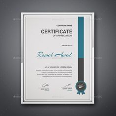 an award certificate is shown in this graphic style, with a blue ribbon on the front and