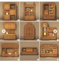 several different types of wooden furniture in various positions