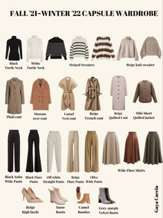 Must Have Minimalist Wardrobe, Business Casual Time Capsule, Capsule Wardrobe 2023 Plus, Business Casual Staples For Women, Light Academia Capsule Wardrobe, Boxy Sweater Outfit, Khaki Top Outfit, Timeless Beige Winter Outerwear, Brown Based Capsule Wardrobe