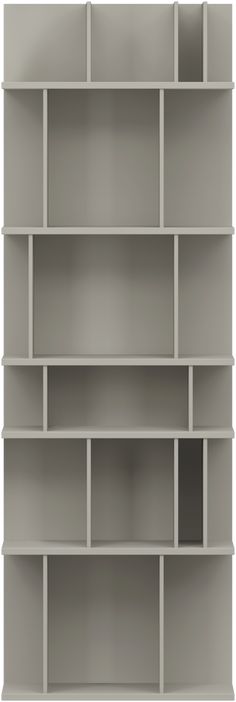 a book shelf with several shelves on each side