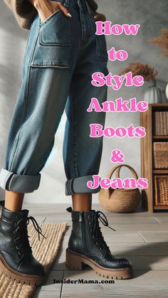 How to stylishly pair ankle boots with different jeans styles, from skinny to flared, for chic, versatile everyday looks. Mom Jeans With Boots, Jeans Boots Outfit, Boyfriend Jeans Outfit, Wide Leg Jeans Outfit, Stylish Tips, Half Boots