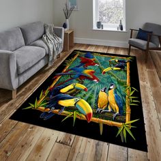 Colorful Parrot Rug, Parrot Pattern Rug, Parrot Rug, Tropical Birds Rug, Parrot Rug Design, Parrot Rugs, Animal Rug, Vibrant Rug, Nature Rug Saloon Rugs, Livingroom Carpets, BedRoom Decor Rugs, Office Decor, KidsRoom Decoration, Area Rugs, BabyRoom Carpets, Play Matts, Nursery Rugs, Printing Carpet, Washable Rugs, Cotton Sole Anti-Slip Rugs, Housewarming Gift, Hallowen Gift, Gift for Christmas,  Things to Consider When Creating an Order * Please provide a clear and precise address. * We do not d Parrot Room Ideas, Nature Rug, Bird Rug Soft, Carpets Bedroom, Parrot Wallpaper Bathroom, Parrot Pattern, Parrot Wallpaper Room, Vibrant Rug, Bird Rug