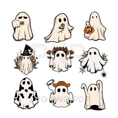 halloween ghost stickers with different shapes and sizes, including one for each character in the cartoon