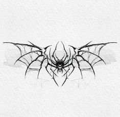 a drawing of a bat with large wings