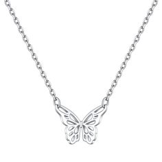 PRICES MAY VARY. BUTTERFLY NECKLACE - Butterfly is a symbol of freedom, happiness, romantic and sweet love. This butterfly charm necklace is a great choice to express your deep love to mom, grandma, wife, girlfriend, daughter, sister or your friends. HYPOALLERGENIC MATERIAL - These women necklace is made of high quality 925 sterling silver , lead free & nickel free & anti-allergy, safe for sensitive skin. Unlike cheap metal necklace, sterling silver necklace won't tarnish, turn green or fade. SI Silver Minimalist Butterfly Necklace With Adjustable Chain, Delicate Silver Butterfly Necklace With Clavicle Chain, White Gold Butterfly Necklace With Clavicle Chain For Gifts, Silver Butterfly Necklace With Delicate Sterling Chain, Dainty Butterfly Necklace In White Gold, Dainty White Gold Butterfly Necklace Gift, Silver Butterfly Necklace With Delicate Chain, Silver Necklace With Butterfly Charm For Mother's Day, Silver Delicate Butterfly Necklace