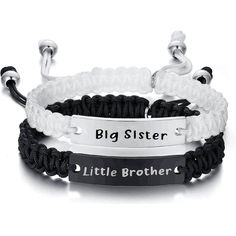 2 Pcs Brother Sister Bracelet Set Handmade Black White Braided Rope Bracelets Family Jewelry Gifts Braided Rope Bracelet, Family Jewelry, Rope Bracelets, Sister Bracelet, Family Jewellery, Braided Rope, Brother Sister, Big Sister, Big Brother