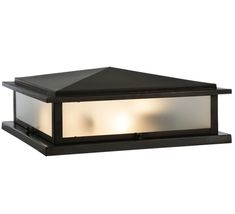 an outdoor wall light with two lights on it's side and one light on the top