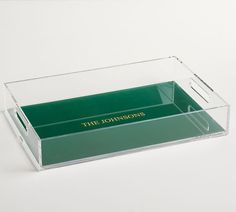 a clear acrylic box with the words the johnsons on it