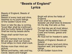 an old english poem with the words beasts of england and their meanings in it