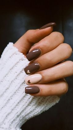 Brown Nails Design, Simple Fall Nails, November Nails, Fall Gel Nails, Beige Nails, Simple Gel Nails