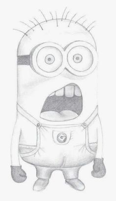 a drawing of a minion with its mouth open