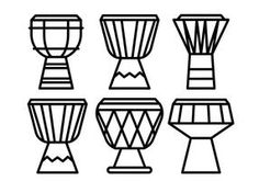 the different types of drums are shown in black and white