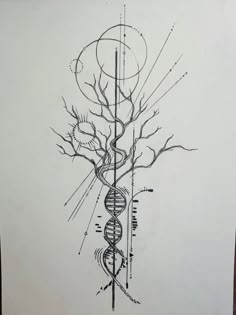 Pencil drawing on watercolor paper Half Sleeve Tree Tattoo Women, Brain Tree Tattoo, Magic Themed Tattoo, Simple Male Tattoo Ideas, Dragon Fine Line Tattoo, Dna Tattoo Design, Damascus Tattoo, Spine Tattoo Men, Tree Of Life Tattoo Design