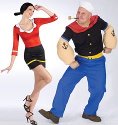 popeye and olive oyl couples costumes Olive Oyl Costume, Popeye Olive, Popeye Cartoon, Popeye And Olive, Popeye The Sailor Man, Olive Oyl, Halloween Scene, Costume Diy, Group Costumes