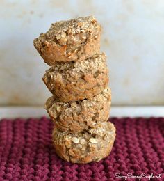 three oatmeal cookies stacked on top of each other