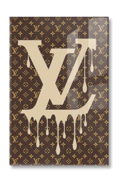 the louis vuitton logo is dripping from it's brown and white paint