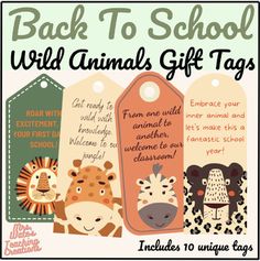 back to school wild animals gift tags