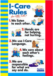 a poster with the words i - care rules written in different languages and pictures on it