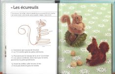 an open book with stuffed animals on it's cover and instructions to make them look like squirrels