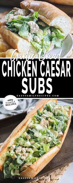 chicken caesar subs with lettuce and cheese