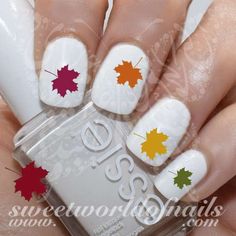 Autumn Nail Art Maple Tree Leaves Nail Water Decals Water Slides Football Nail Art, Snoopy Nails, Silhouette Nails, Birthday Nail Art, Nail Art Cute, Skull Nail Art, Pineapple Nails, Easter Nail Art Designs, Minnie Mouse Nails