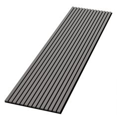 a black and white photo of a long metal slatted flooring board on a white background