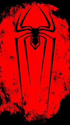 a red spider - man logo on a black background with grungy paint splatters