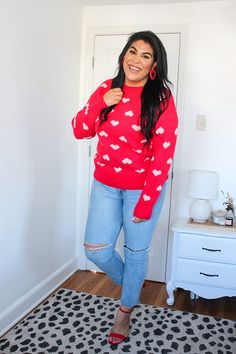 This heart pattern Valentine's Day sweater is great for the office, school, or just everyday! Shop it through my shopfront above, and follow me here on Pinterest for more affordable Amazon fashion finds for Valentine's Day and more.